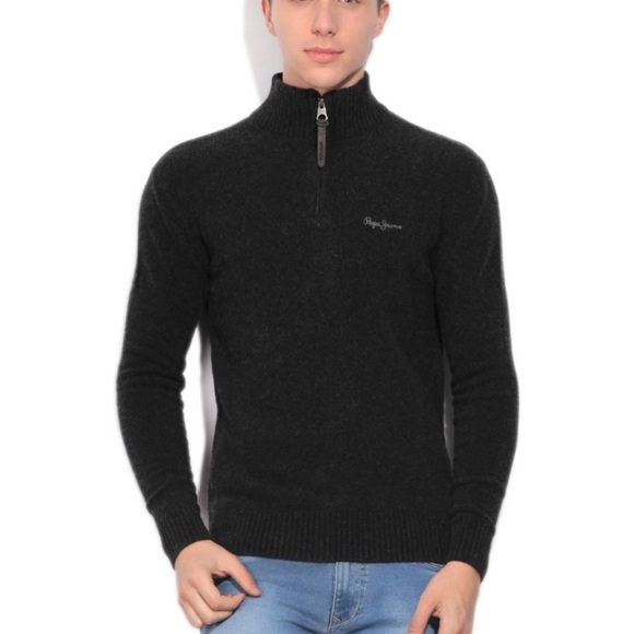 Pepe Jeans London Lambswool 1/4 Zip Pullover Jumper Sweater - Picture 1 of 7